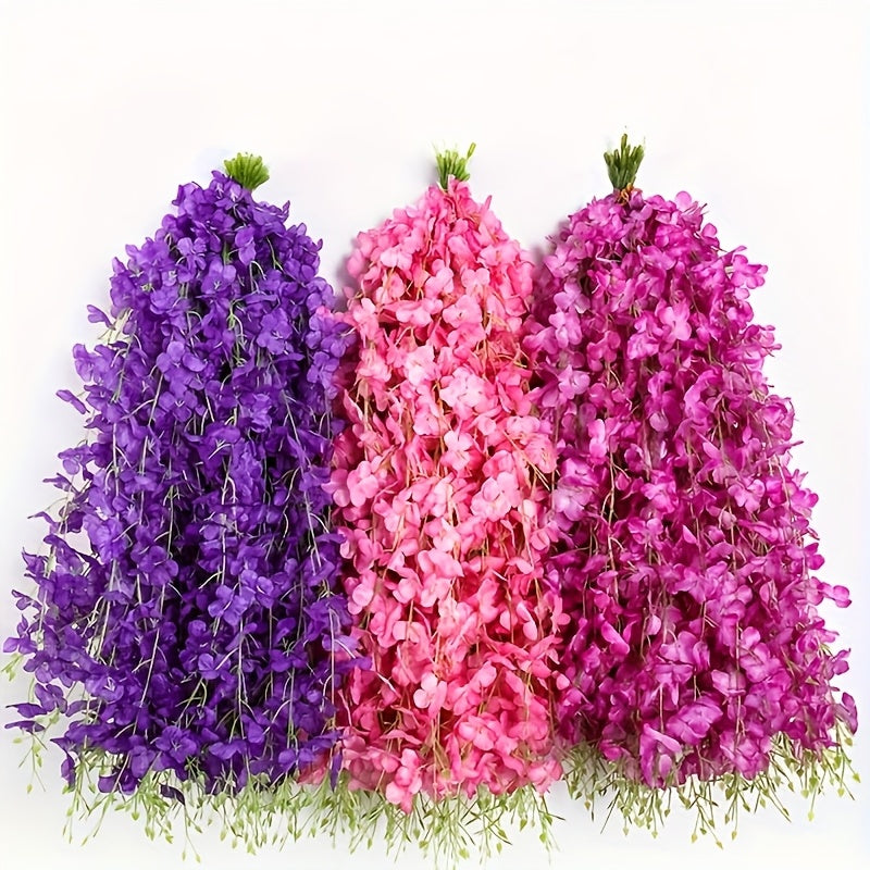 Guirnalda de Flores Artificiales de Glicinia de 20 Piezas para Colgar - Enredadera Falsa Morada y Blanca para Arco de Boda/Fiesta/Jardín/Pared del Hogar, Decoración de Techo, Regalo de San Valentín para Interior o Exterior, Cuidado Sin Mantenimiento