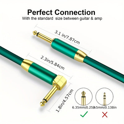 Cable de guitarra 10/20 pies, cable profesional para instrumentos doble blindado 6.35mm recto a recto/derecho a ángulo compatible con amplificador, bajo, teclado, mezclador y ecualizador. Artículo más vendido, temporada de graduación