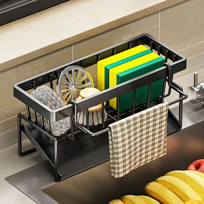 Cesta de almacenamiento para fregadero de acero inoxidable, anchura ajustable, con orificio de drenaje, para cocina, baño, lavavajillas, jabón, esponja, organizador de ropa, duradera y resistente a la corrosión, accesorios para lavavajillas.