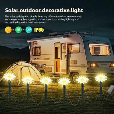 Luces LED Solares para Jardín en Forma de Flor - Impermeables IP65 con 8 Modos, Batería de Litio y Encendido/Apagado Automático para Camping, Parques, RV, Patio, Caminos Decorativos, Iluminación Solar para Exteriores, Luces Decorativas Solares
