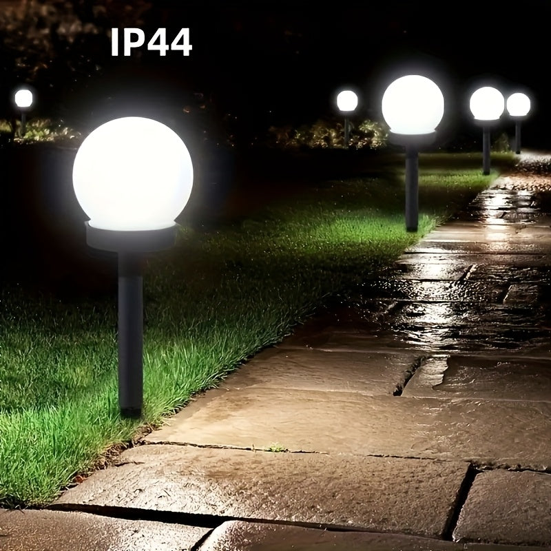 8 luces solares LED esféricas para jardín, blancas, iluminación exterior para caminos, luces solares automáticas de plástico resistente para césped, patio, decoración navideña y de bodas, luces solares para exteriores, decoración de jardín, acentos decor