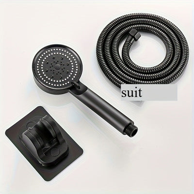 Un cabezal de ducha portátil con soporte y manguera, con 5 modos de flujo de agua ajustables, boquilla de ducha para baño, cabezal de ducha, accesorios de hardware para baño y suministros para baño.