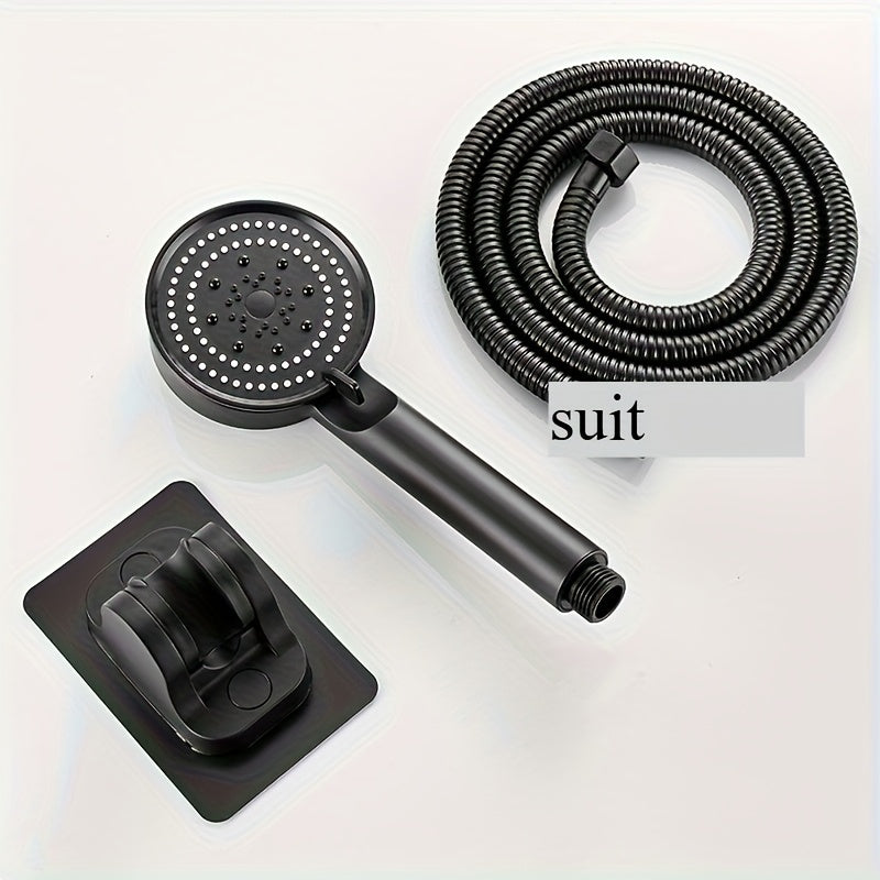 Un cabezal de ducha portátil con soporte y manguera, con 5 modos de flujo de agua ajustables, boquilla de ducha para baño, cabezal de ducha, accesorios de hardware para baño y suministros para baño.