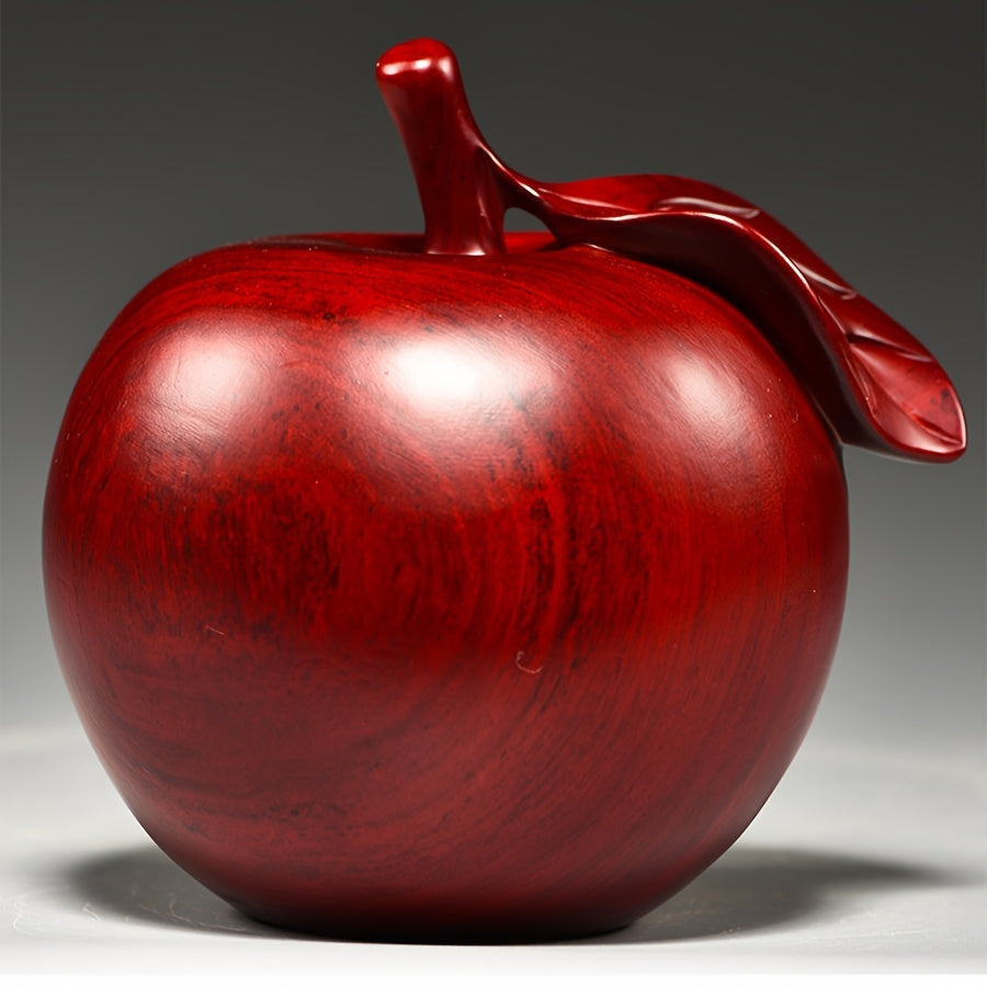 Estatuilla de manzana tallada en madera de sándalo rojo, objeto de colección para decoración del hogar, uso en interiores, no necesita electricidad, decoración versátil para habitaciones, regalo ideal para el estreno de una casa.