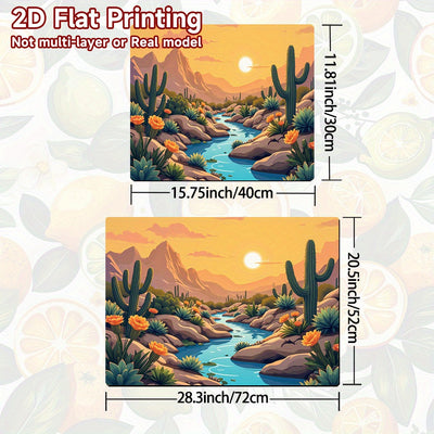 1pc Tapete para Estufa Amanecer en el Desierto - Protector Antideslizante con Diseño de Cactus, Rocas y Arroyo - Resistente al Calor para Cocinas a Gas/Eléctricas, Horno, Refrigerador - Fácil de Limpiar, Decorativo para Encimeras Modernas y Decoración de