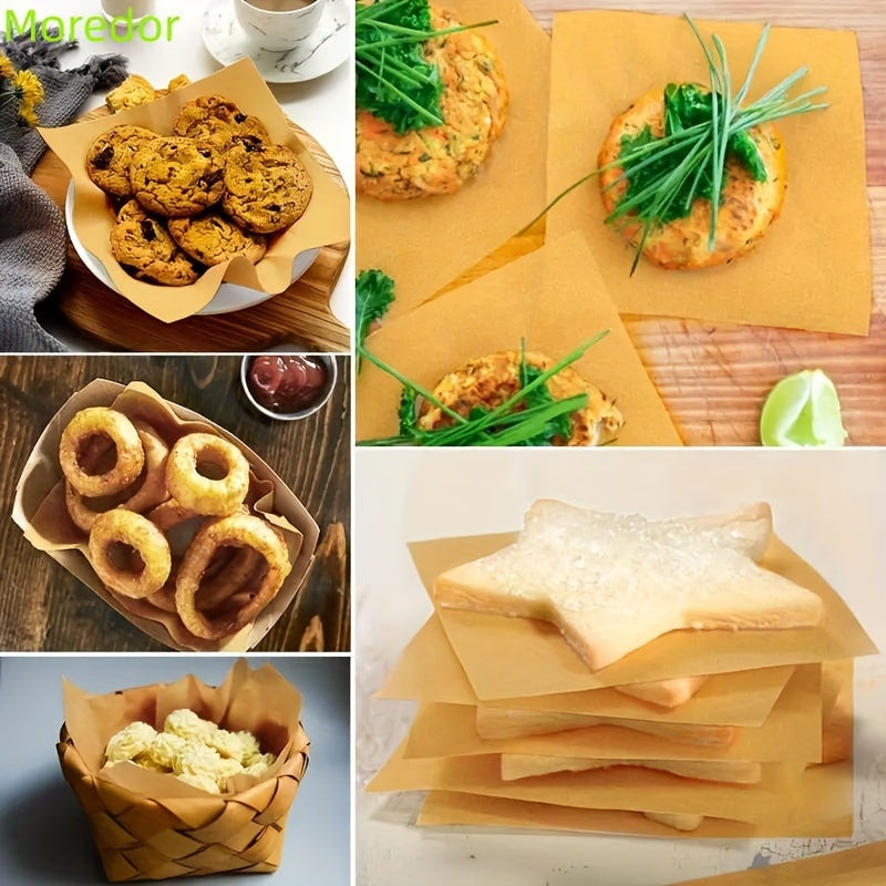 50/100/200 piezas de papel para hornear precortado no adhesivo, 6 x 8 pulgadas (15,24 x 20,32 cm) - Sin blanquear, sin recubrimiento, resistente al calor hasta 450°F, ideal para hornear, asar, freír y vaporizar - Adecuado para la mayoría de bandejas de h