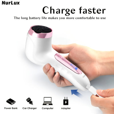 NURLUX WEEME, cortador eléctrico de pies, ajustable a 3 velocidades, con aspiración, pantalla LCD, recargable por USB, portátil para uso en casa y viajes, herramienta de cuidado de pies, diseño elegante, plástico duradero.