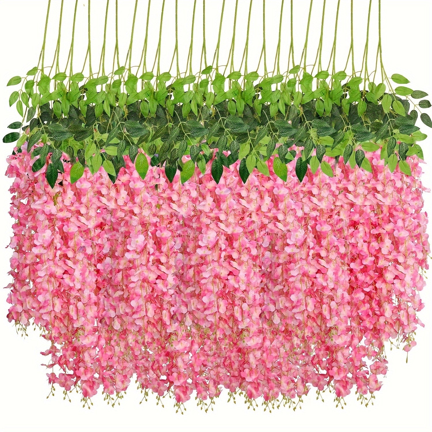 24 piezas, flores artificiales, decoración de glicina para Navidad, boda, fiesta, jardín del hogar, exterior, hotel, comercial, decoración colgante