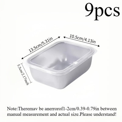 Juego de 9 Recipientes Apilables para Alimentos de Acero Inoxidable con Tapas - Libre de BPA, Organizador Multiusos para Cocina, Apto para Lavavajillas y Contacto con Alimentos, Sin Necesidad de Electricidad