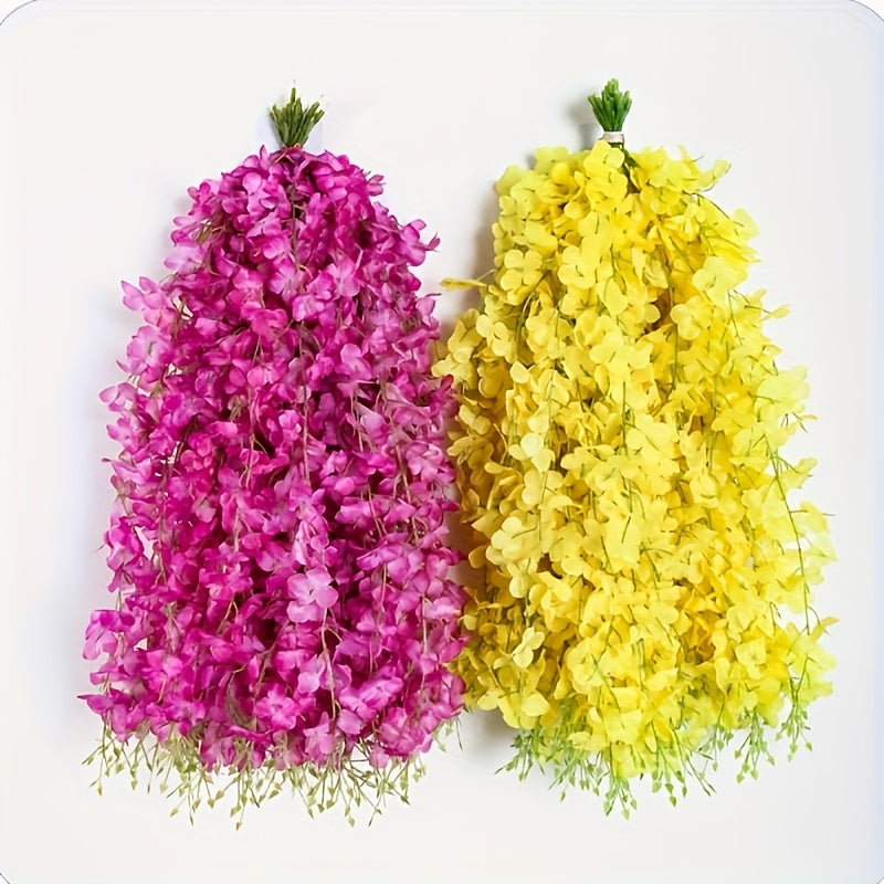 Guirnalda de Flores Artificiales de Glicinia de 20 Piezas para Colgar - Enredadera Falsa Morada y Blanca para Arco de Boda/Fiesta/Jardín/Pared del Hogar, Decoración de Techo, Regalo de San Valentín para Interior o Exterior, Cuidado Sin Mantenimiento