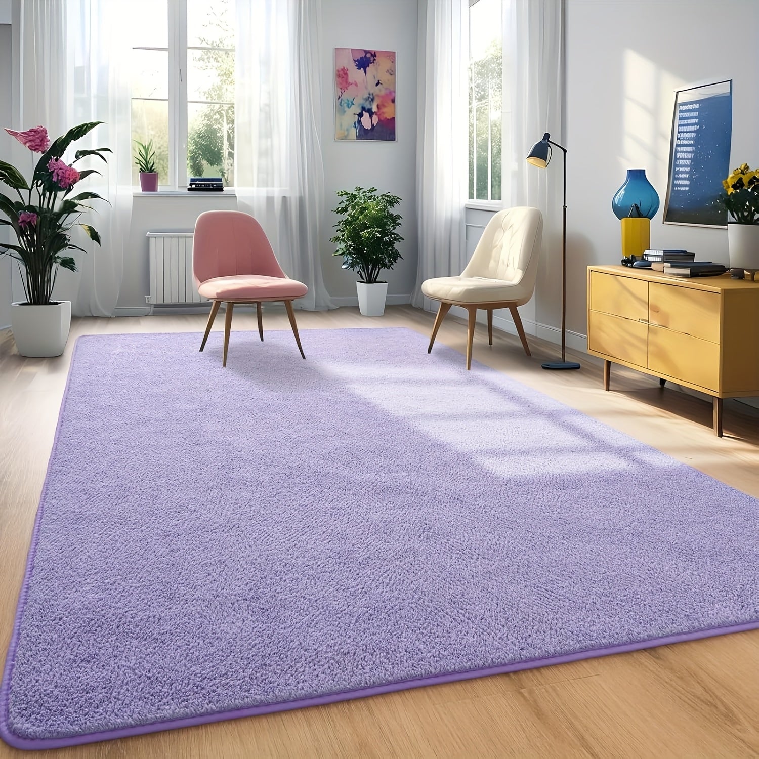 1 alfombra grande de felpa coral suave - Ultra suave, absorbente, lavable a máquina, rectangular de color sólido para sala, dormitorio, oficina - Decoración ligera y elegante para el hogar, tapetes para sala