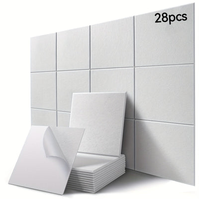 28 piezas de paneles de espuma acústica AUSLET, baldosas de insonorización autoadhesivas, espuma de reducción de ruido blanco, instalación fácil, para estudios de grabación, teatros domésticos y oficinas