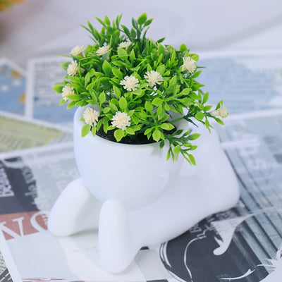 3 piezas de flores artificiales, plantas simuladas en forma de estrellas, maceta blanca de plástico, decoración para escritorio, sala de estar u oficina, estilo nórdico moderno, sin mantenimiento, regalo ideal para entrada, balcón o ventana