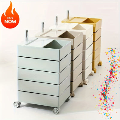 Carrito de Almacenamiento Delgado de 5 Niveles con Ruedas - Organizador Versátil sin Montaje para Oficina, Sala de Estar, Cocina | Diseño Multifuncional con Compartimentos Rotativos 360°
