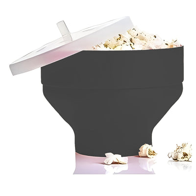 1pc Fabricante de Palomitas de Maíz de Silicona Plegable - Apto para Microondas, Cubo Rojo con Tapa Blanca para Almacenamiento Fácil, Perfecto para Uso Doméstico y Cinematográfico
