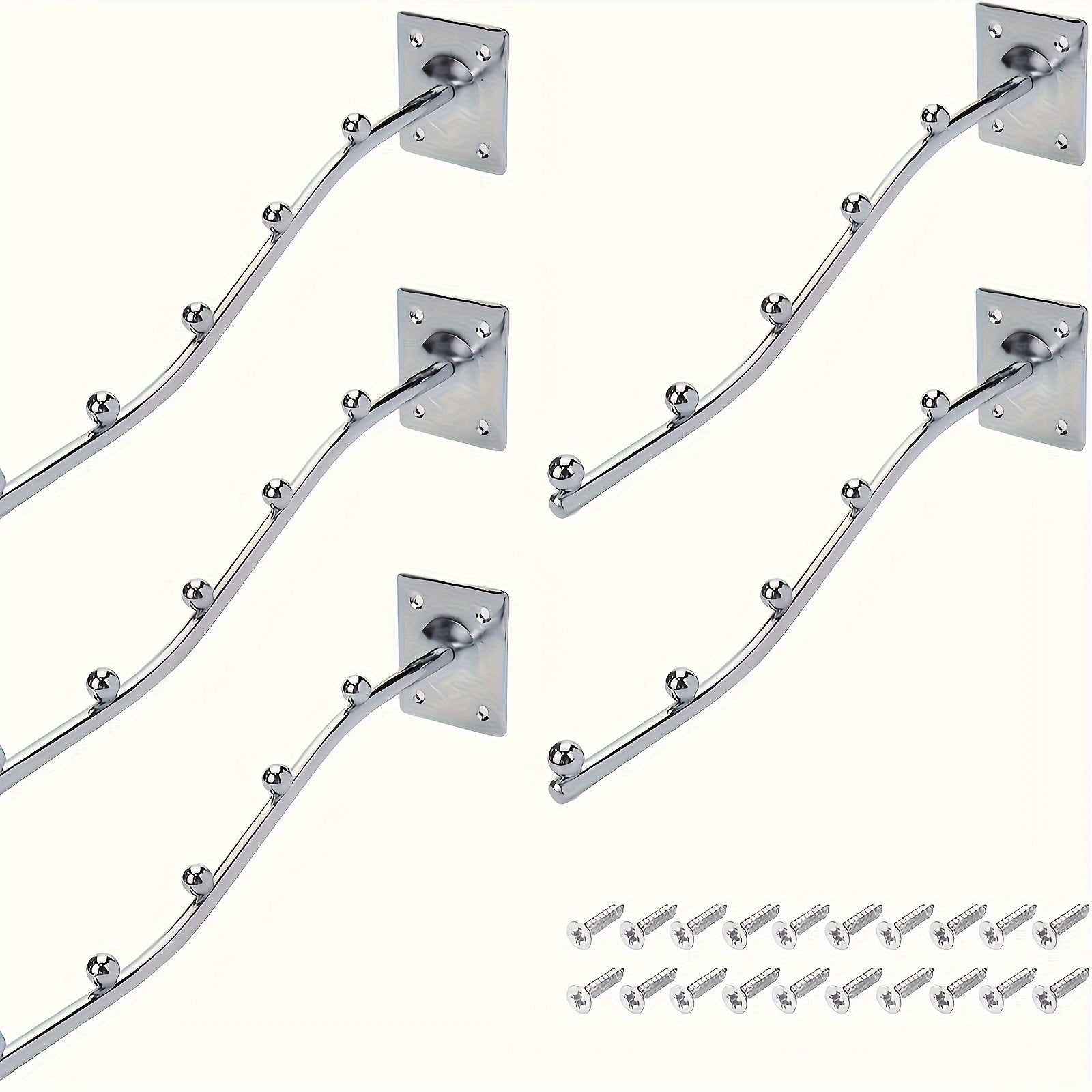 5 piezas de ganchos colgantes de metal contemporáneos para pared con 5 cuentas, incluye tornillos, para exhibir ropa