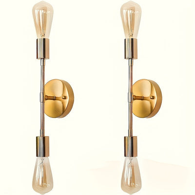 2 piezas de modernos candelabros de pared con bombillas Edison - Montaje semienterrado, diseño de metal negro, ideal para baño, pasillo, dormitorio y cocina (bombillas no incluidas), iluminación de baño | Lámpara de pared elegante | Lámpara de pared dura