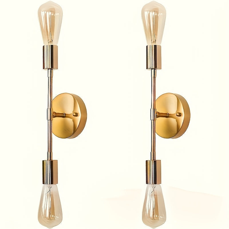 2 piezas de modernos candelabros de pared con bombillas Edison - Montaje semienterrado, diseño de metal negro, ideal para baño, pasillo, dormitorio y cocina (bombillas no incluidas), iluminación de baño | Lámpara de pared elegante | Lámpara de pared dura