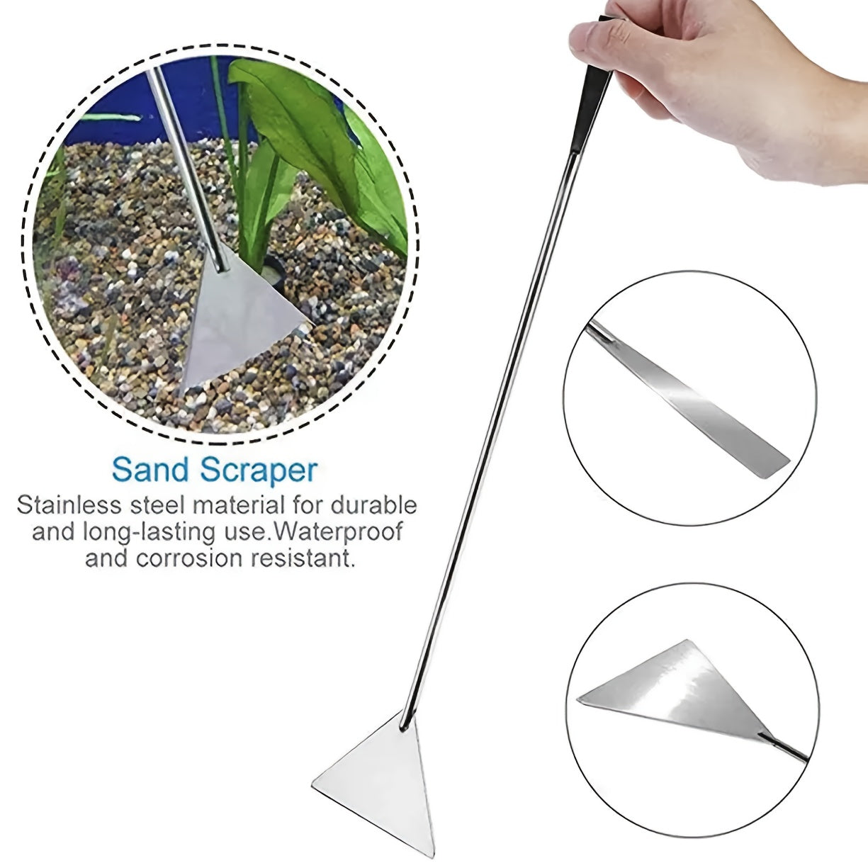 Juego de herramientas de acero inoxidable 3-en-1 para Acuascape, material duradero, operación manual, con cortadora de hierba de mango largo, tijeras y pinzas para acuario