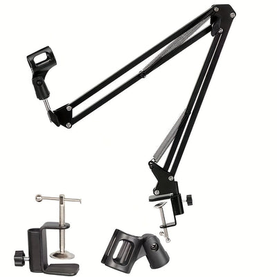 Soporte de micrófono de metal negro Arabest con brazo de tijeras ajustable - Ideal para grabación de estudio, transmisión en vivo de video y canto en línea, equipo de transmisión en vivo|Soporte de altura ajustable|Calidad de construcción duradera, sopor