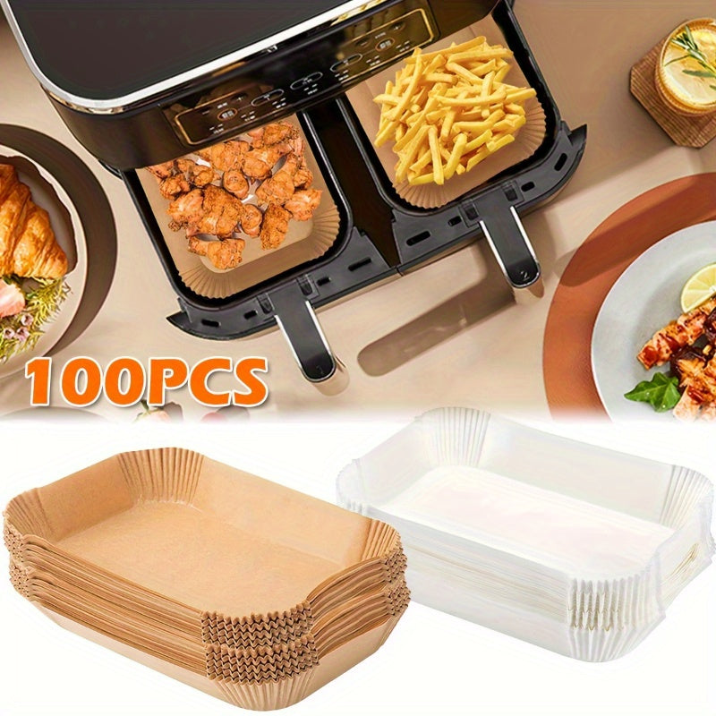 100 piezas de papel para freidor de aire antiadherente - Hojas de hornear resistentes al calor, a la grasa y al agua, adecuadas para freidor de aire, asado de carne y barbacoa - Ideal para cocineros caseros y entusiastas de la barbacoa, un must-have para