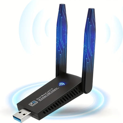Adaptador WiFi USB AC1300Mbps de doble banda - Antena de alta ganancia de 5Dbi, Plug and Play, Compatible con Windows/Mac, Soporta redes 2.4G/5G, Control de aplicaciones, Modo de alimentación USB, Tensión de funcionamiento ≤36V, Conexión inalámbrica 2.4G