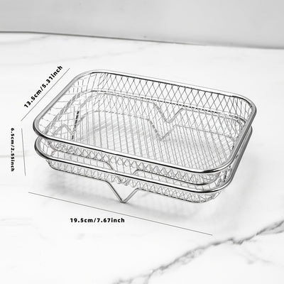 Accesorios para Freidora de Aire Cesta de Parrilla, 3/2 Capas, Acero Inoxidable 304 Apilable, Accesorio para Alitas de Pollo y Rejilla de Cocina