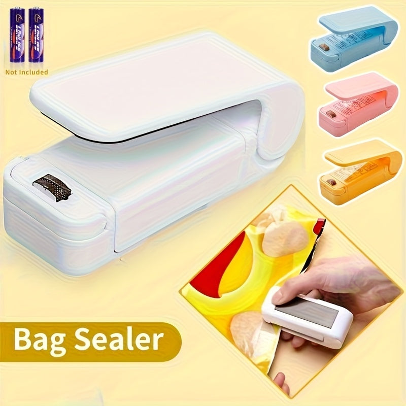 Selladora Portátil de Bolsas - Máquina Mini Selladora a Batería con 3 Opciones de Color (Azul/Rosa/Naranja) para Conservación de Alimentos, Snacks y Viajes - Diseño Compacto Manual, Sin Necesidad de Electricidad, Bolsas Sellables al Calor, Preservación d