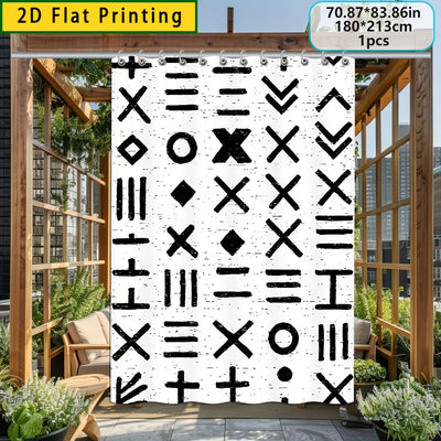 1/2 piezas Cortinas 2D Impresas para Exteriores - Lavables a Máquina, Incluye Ganchos, Perfectas para Patio, Pérgola o Decoración de Jardín, Sombra Todo el Año, Diseño Estilo Anime con Patrón Geométrico, Tela Duradera, Plano en 3D