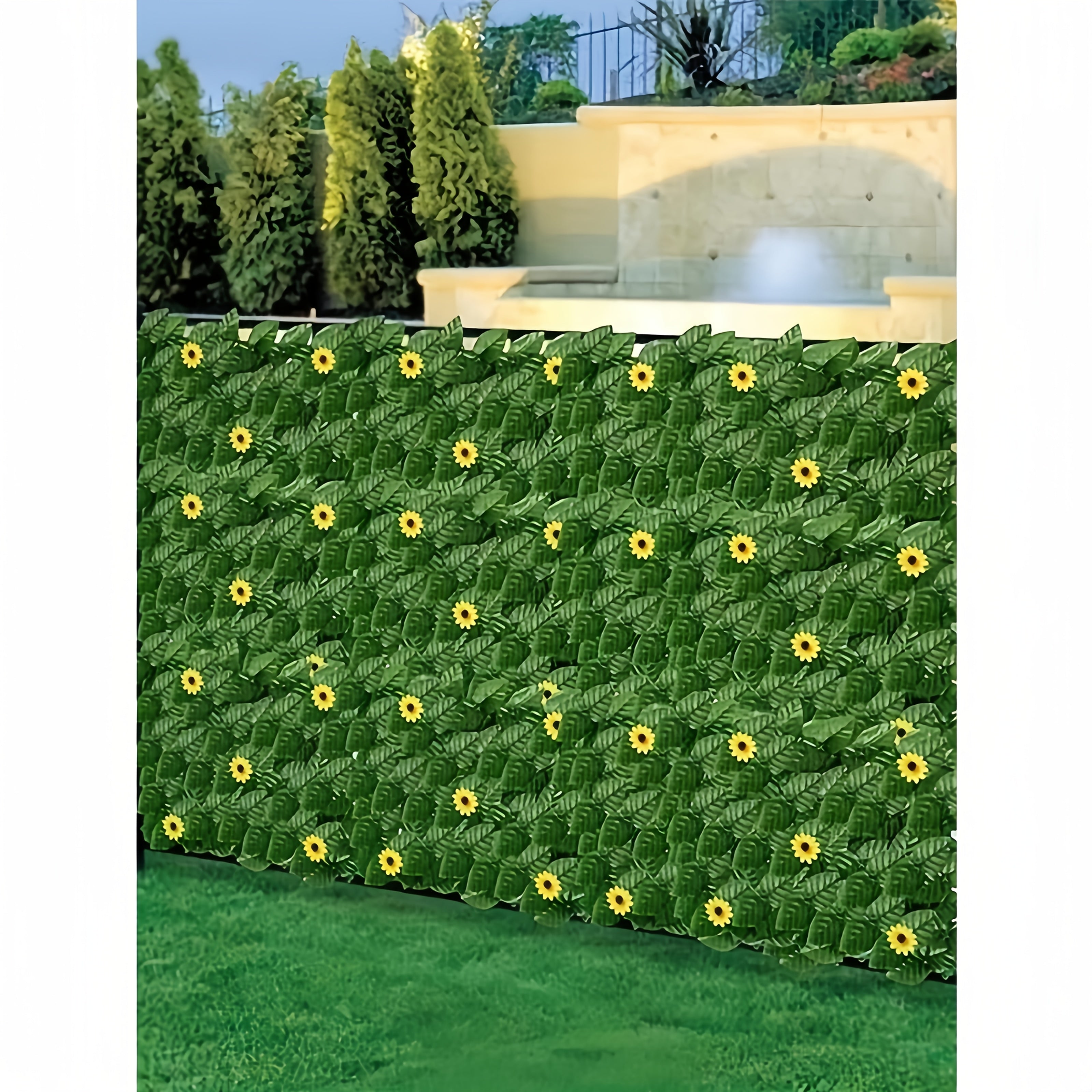 3 rollos de paneles de valla de privacidad de hiedra artificial, longitud total 3.0 metros x 100.0 cm, paneles de valla de hojas de hiedra verde artificial para patio, balcón, jardín, patio trasero, interior y exterior - Cubierta de valla duradera de baj