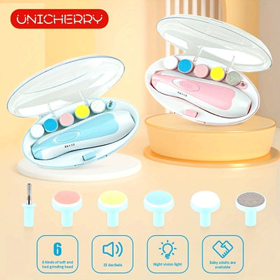 Kit de Cortaúñas Eléctrico 6 en 1 para Adolescentes, Rosa y Azul - Incluye Luz LED, 6 Alisadores y Lima, Seguro y Fácil de Usar desde Jóvenes hasta Adultos - Ideal para Manicura y Pedicura, Accesorios para Uñas