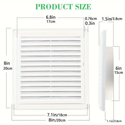 1pc Cubierta de Ventilación con Rejilla Blanca de Fácil Instalación de 10.16cm/15.24cm con Nido de Aves - Incluye 4 Tornillos, Plástico Duradero, para Exhauster de Secadora y Ventilaciones de Aire al Aire Libre, Cubierta de Ventilación de Secadora