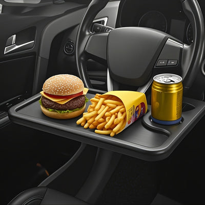 Bandeja de Volante Multifuncional 2 en 1 Mesa para Almacenamiento y Tarjetero que Facilita la Conducción, Ideal para Comer - Trabajar - Leer - y Guardar - Material Duradero, Adecuado para la Mayoría de los Coches