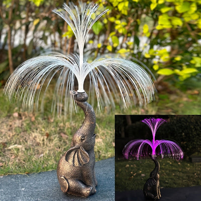 1pc Estatua de elefante de resina alimentada por energía solar, decoración de jardín de tema animal de alta eficiencia energética con acabado de encaústica, control de interruptor, batería de níquel de 600mAh, decoración para jardín, balcón, porche, esta