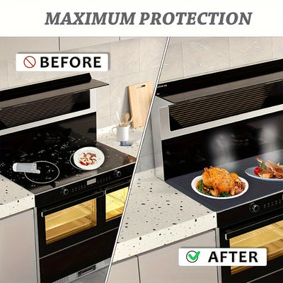 1pc Cubierta de Estufa Premium de Silicona - Resistente al Calor hasta 500°F, Diseño Antideslizante en y Gris para Cocinas Eléctricas/Vidrio, Protector Multiusos y Secador de Utensilios, Prevención de Arañazos/Datos, Accesorio Elegante para Cocina, Durad
