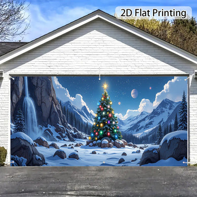 2D Banner de Puerta, 1 Pieza, Banner de Puerta de Navidad Festiva - Poliéster, Tema de Papá Noel, No Necesita Electricidad, Ideal para Decoración de Vacaciones, Fiestas de Halloween y Hawái, Decoración de Jardín al Aire Libre, Decoración de Navidad al Ai
