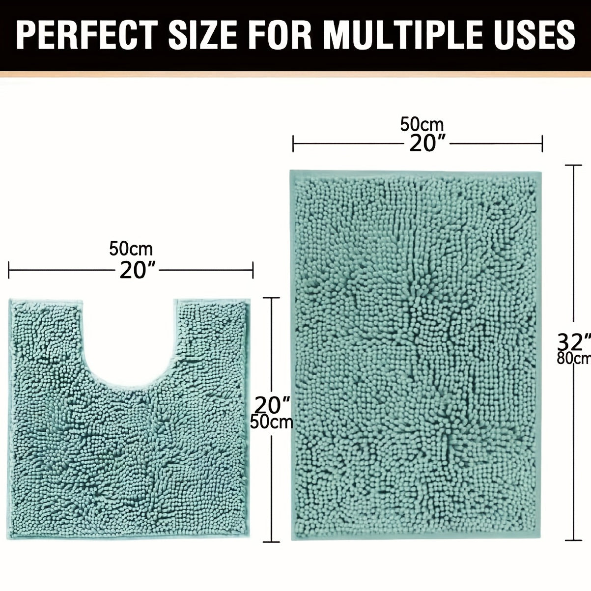 Alfombrilla De Baño De Chenilla De 2 Piezas, Alfombra De Baño En Forma De U Y Rectangular, Alfombra De Felpa Suave Y Peluda Para Baño, Alfombrilla De Inodoro Antideslizante Y Absorbente De Agua, Decoración De Baño