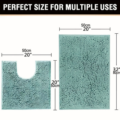 Alfombrilla De Baño De Chenilla De 2 Piezas, Alfombra De Baño En Forma De U Y Rectangular, Alfombra De Felpa Suave Y Peluda Para Baño, Alfombrilla De Inodoro Antideslizante Y Absorbente De Agua, Decoración De Baño