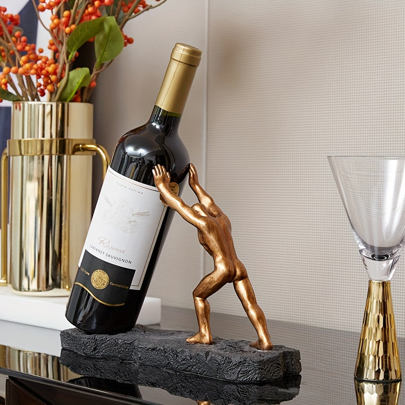 1 pieza de estante de vino de resina con figura de fuerte, ideal para oficina, sala de estar, decoración de entrada, mejora el ambiente artístico del hogar.