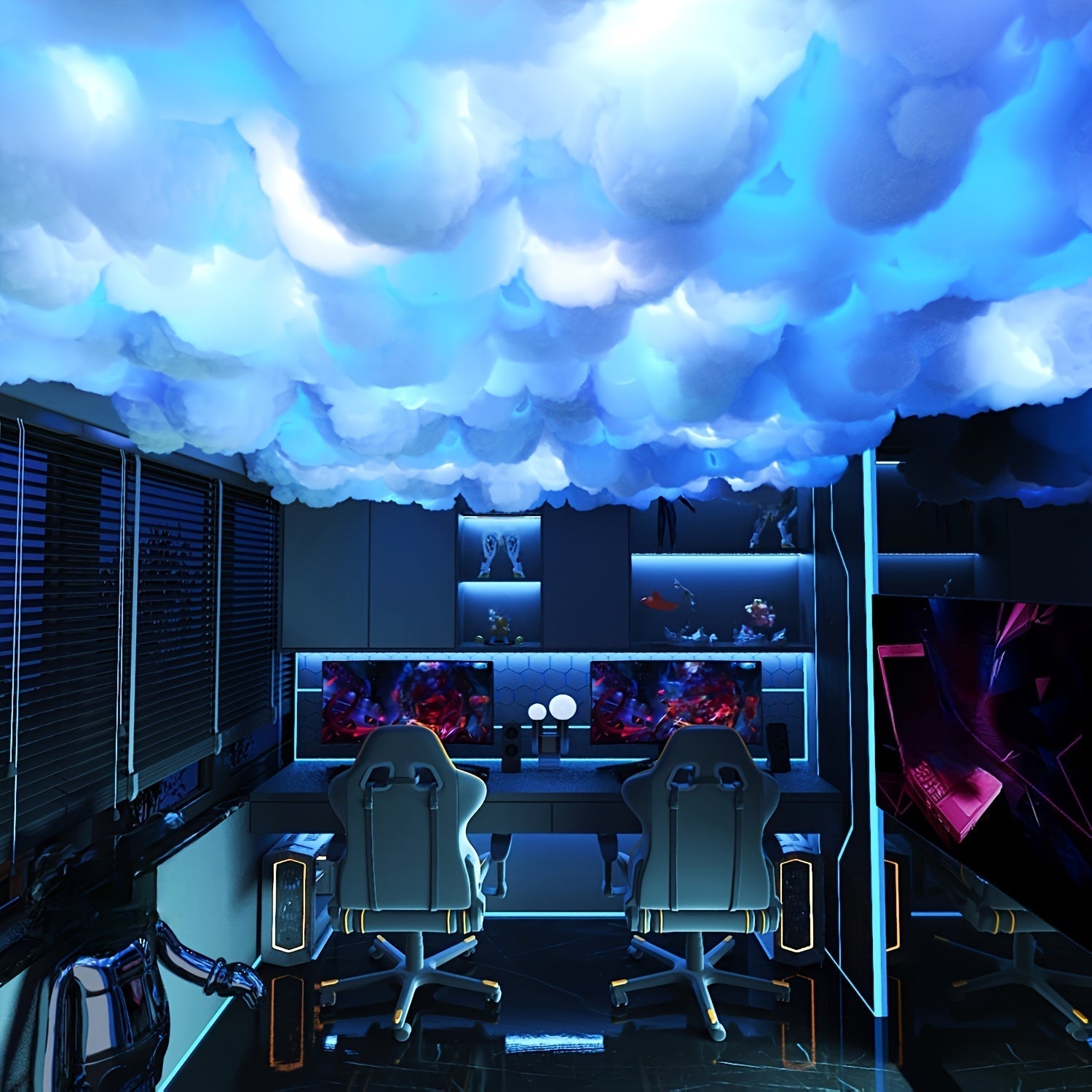 Luz de nube grande alimentada por USB con sincronización de música - Tira de luces LED de cambio de color multicolor para sala de juegos, iluminación de escenario y decoración de vacaciones, perfecta para regalos de Navidad, oficina y uso en el hogar, lu