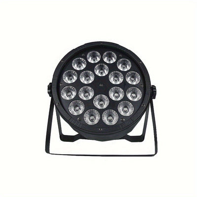 Luz LED Profesional de Escenario, 18x12W 4-en-1 RGBW Luz LED Profesional de Escenario con Control DMX, Diseño Flat Par, Soportes y Enchufe de Energía para DJs, Bodas y Fiestas