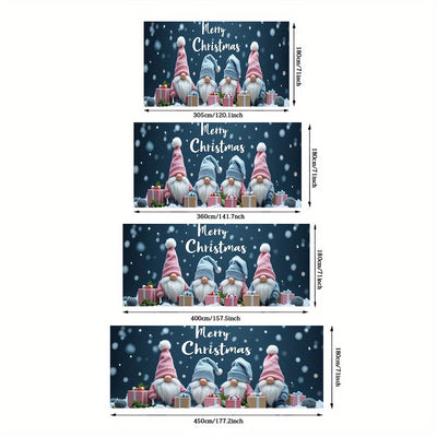 2D Banner de Puerta, 1 Pieza, Banner de Puerta de Noche de Navidad Festiva - Poliéster, Escena de Papá Noel con Nieve, Gnomos y Regalos, Perfecto para Decoraciones Navideñas, Bodas y Celebraciones al Aire Libre, Decoraciones Navideñas