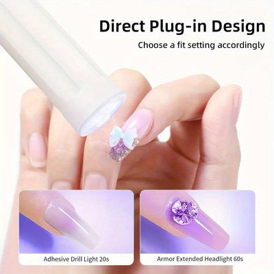 1pc Luz de Uñas Portátil Blanca (Tres Luces) / Rosa - Mini Limpiaúñas Rápido Secado, Modelo Concentrado con Enchufe, Cortaúñas Pequeño y Ligero