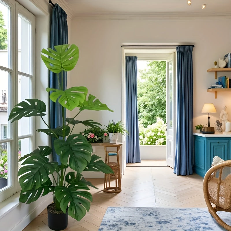 1 unidad de árbol de banyan artificial con hojas en forma de corazón de 110 cm, planta de plástico realista para decoración de hogar, oficina, bodas, Día de la Madre y San Patricio, uso en interiores/exteriores sin contenedor, incluye panel y base, sin m