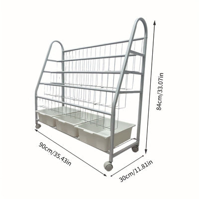 Estantería Metálica Multifuncional, Almacenamiento Integrado para Libros y Juguetes, Estantería Móvil de Varios Niveles, Diseño Minimalista Elegante Adecuado para Dormitorio, Sala de Estar, etc. Blanco