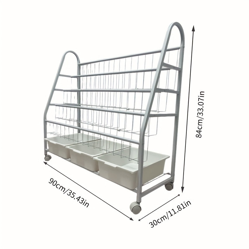 Estantería Metálica Multifuncional, Almacenamiento Integrado para Libros y Juguetes, Estantería Móvil de Varios Niveles, Diseño Minimalista Elegante Adecuado para Dormitorio, Sala de Estar, etc. Blanco