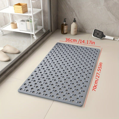 Alfombra de Ducha Antideslizante Meize con Ventosas Fuertes - Drenaje Rápido, Círculos de Masaje, Ideal para Duchas, Hoteles y Bañeras - Gris Oscuro/Khaki, Alfombras de Ducha para el Interior de la Ducha
