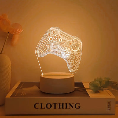 1 pieza de Luz Nocturna 3D con Temática de Juegos Modernos - Alimentada por USB, Brillo Blanco, Perfecta para Dormitorio, Sala de Estar y Decoración de Salón de Juegos, Regalo Ideal para Jugadores, Luz Ambiente | Lámpara Decorativa | Iluminación Artístic