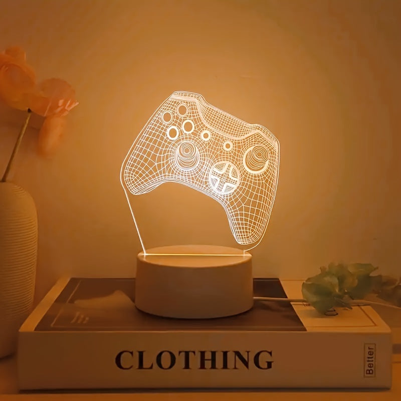 1 pieza de Luz Nocturna 3D con Temática de Juegos Modernos - Alimentada por USB, Brillo Blanco, Perfecta para Dormitorio, Sala de Estar y Decoración de Salón de Juegos, Regalo Ideal para Jugadores, Luz Ambiente | Lámpara Decorativa | Iluminación Artístic