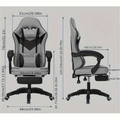 1pc Ergohug Silla de Juegos de Computadora de respaldo alto, tapicería de cuero, reclinable manual con manija, estructura de metal, construcción de madera dura y tablero artificial, relleno, limpieza en seco, para uso en hogar y oficina